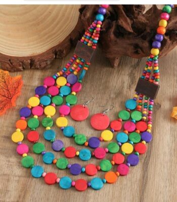Elegant Multicolor Wooden Bead Necklace