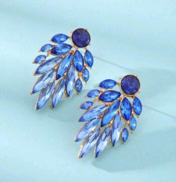 Sparkling Royal Blue Rhinestone Stud Earrings