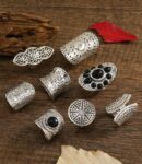 Vintage Black Silver Trendy Multiple Ring Set